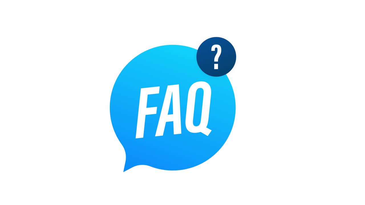 자주 묻는 질문 faq 배너: 질문 아이콘과 함께 컴퓨터 모션 그래픽