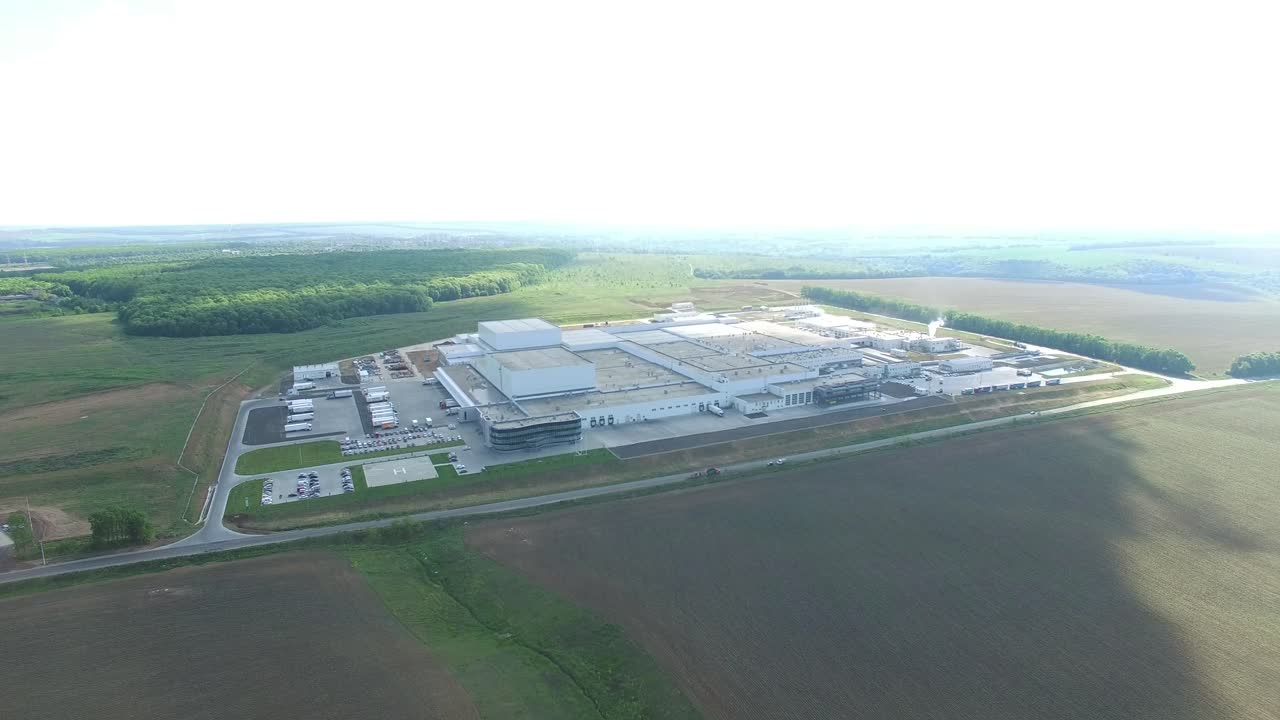 Aerial view of industrial zone and technology park in Europe
