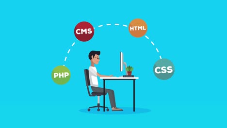 hombre usando software de programación de lenguaje