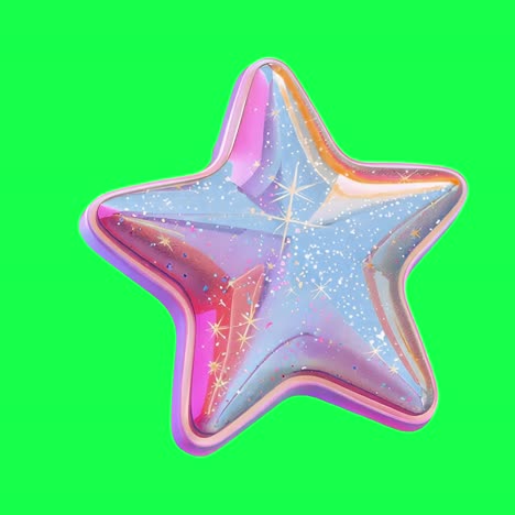 colorful shiny star illustration animation, transparent 4k video, green screen