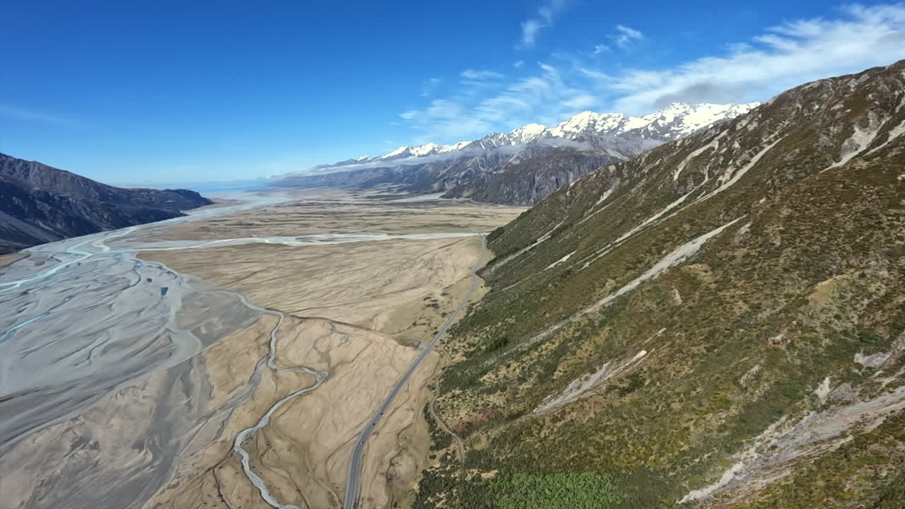 Flying towards Mount Cook airport, Southern Alps, New Zealand
