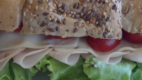 close-up of a delicious and healthy ham and cheese sandwich