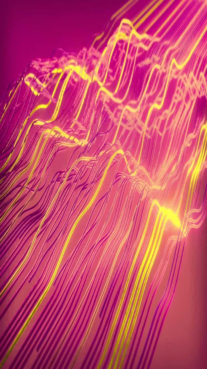 Abstract Glowing Digital Lines Flowing on Pink Background