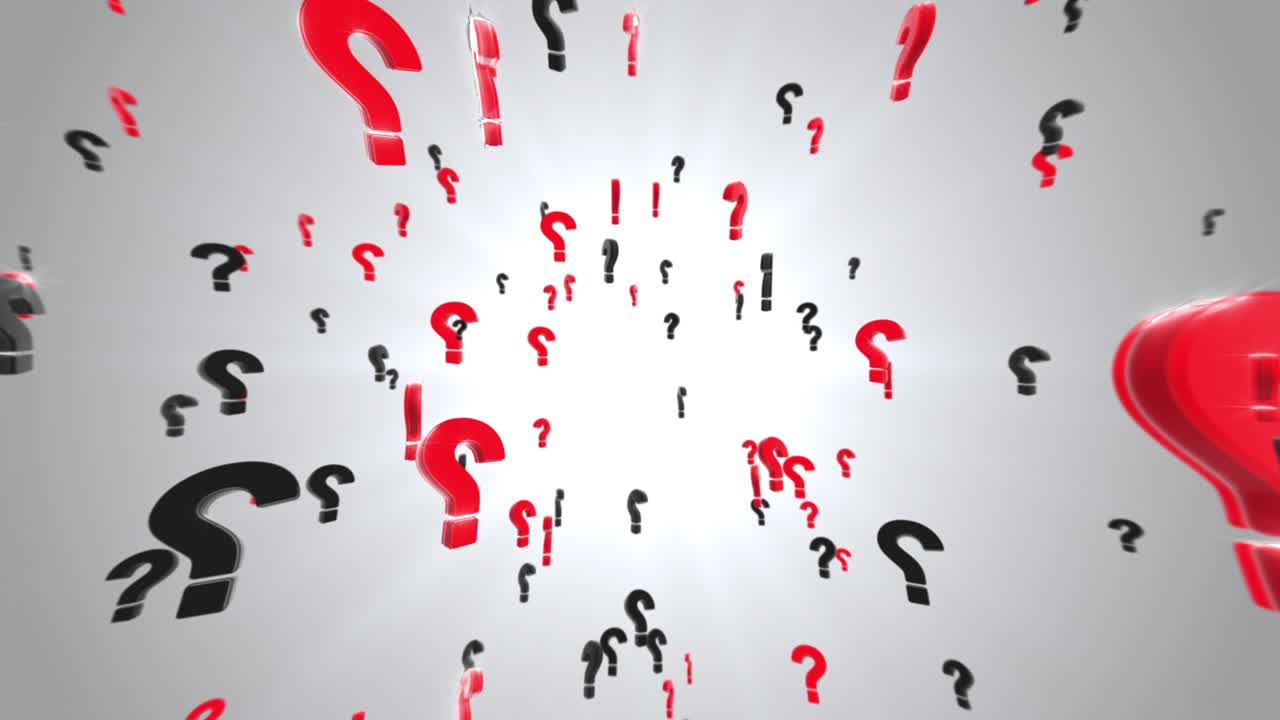 animación de signos de pregunta y puntos de exclamación