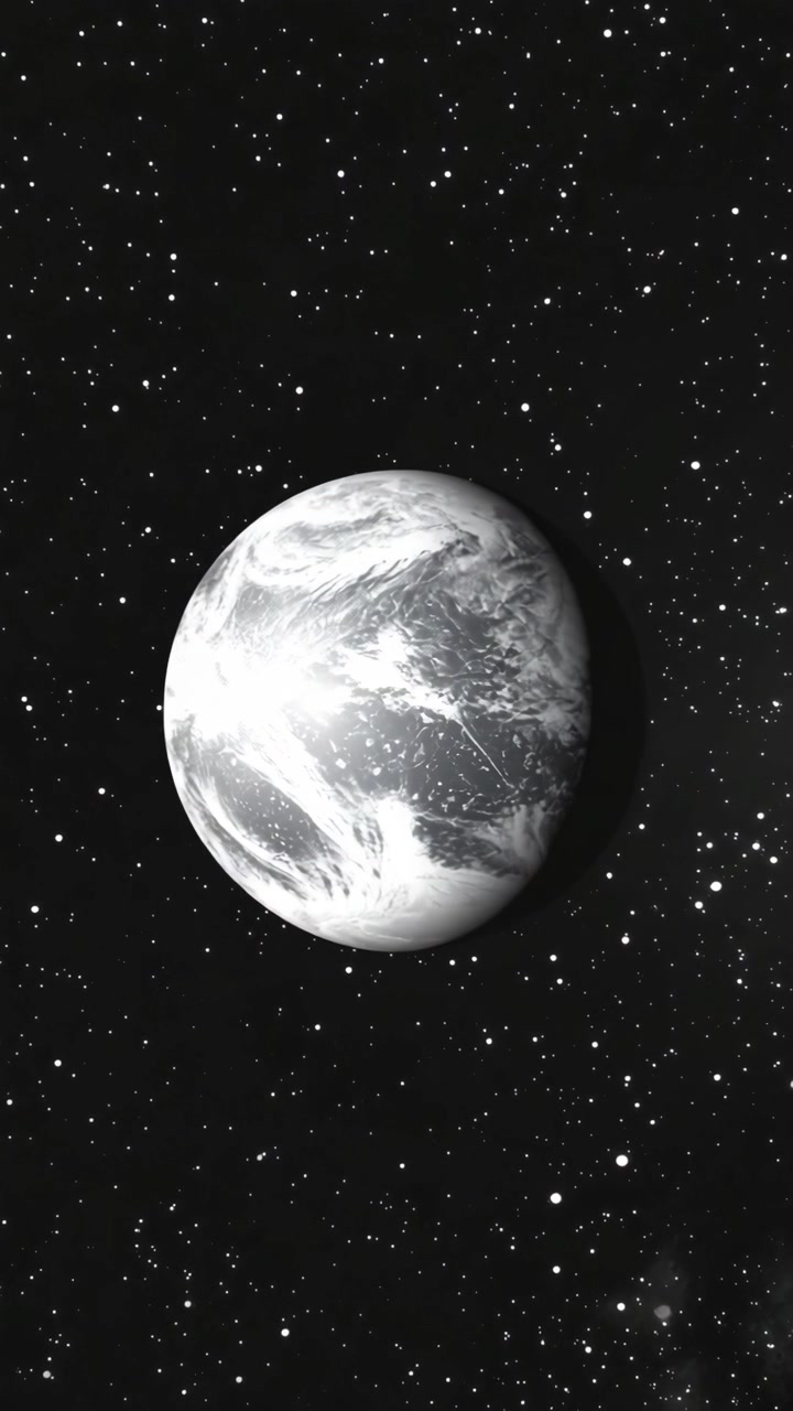 Planeta Terra Monocromático Girando no Espaço Sideral Estrelado
