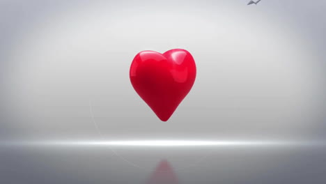 animation of circles pulsating over red heart bursting