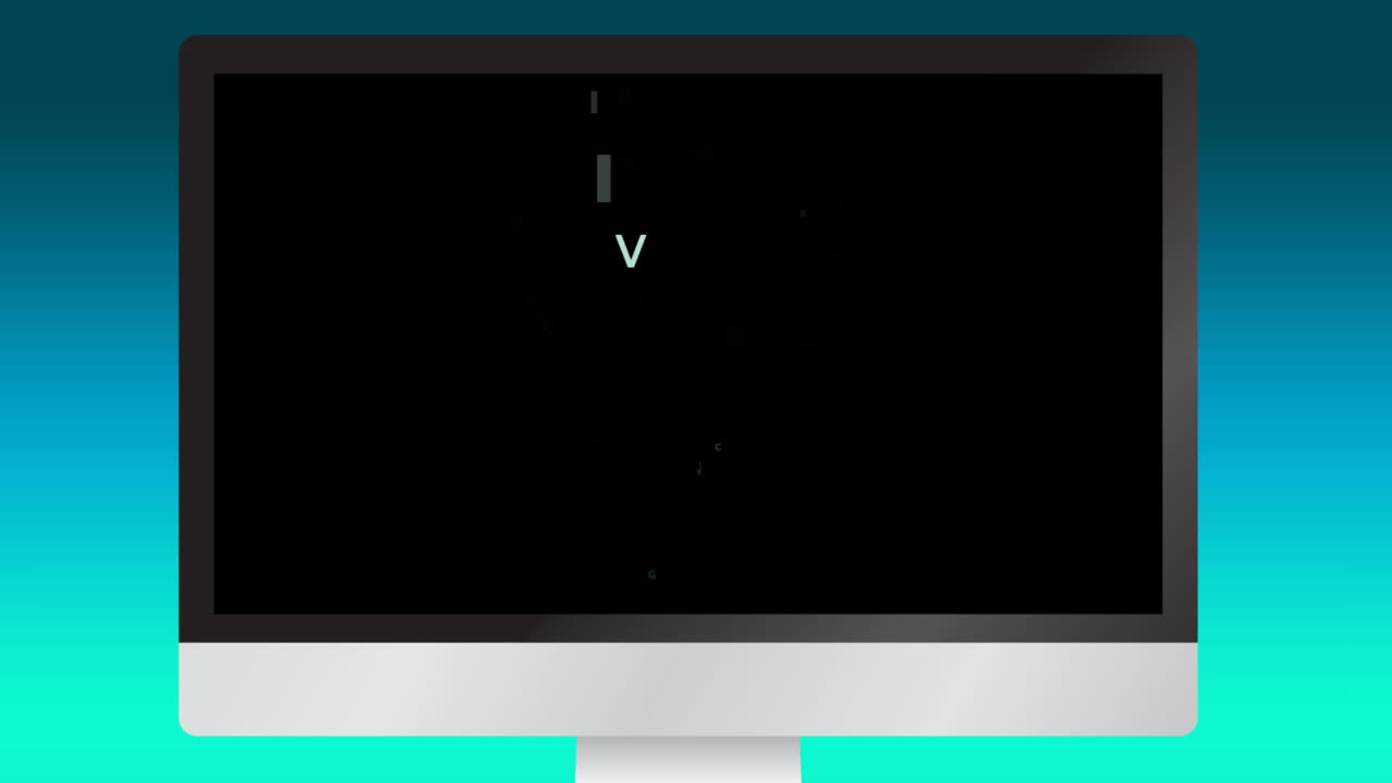 컴퓨터 스크린 에 있는 단어 들 로 구성 된 전구 의 애니메이션
