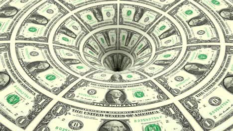 money background from american dollar flow in hole