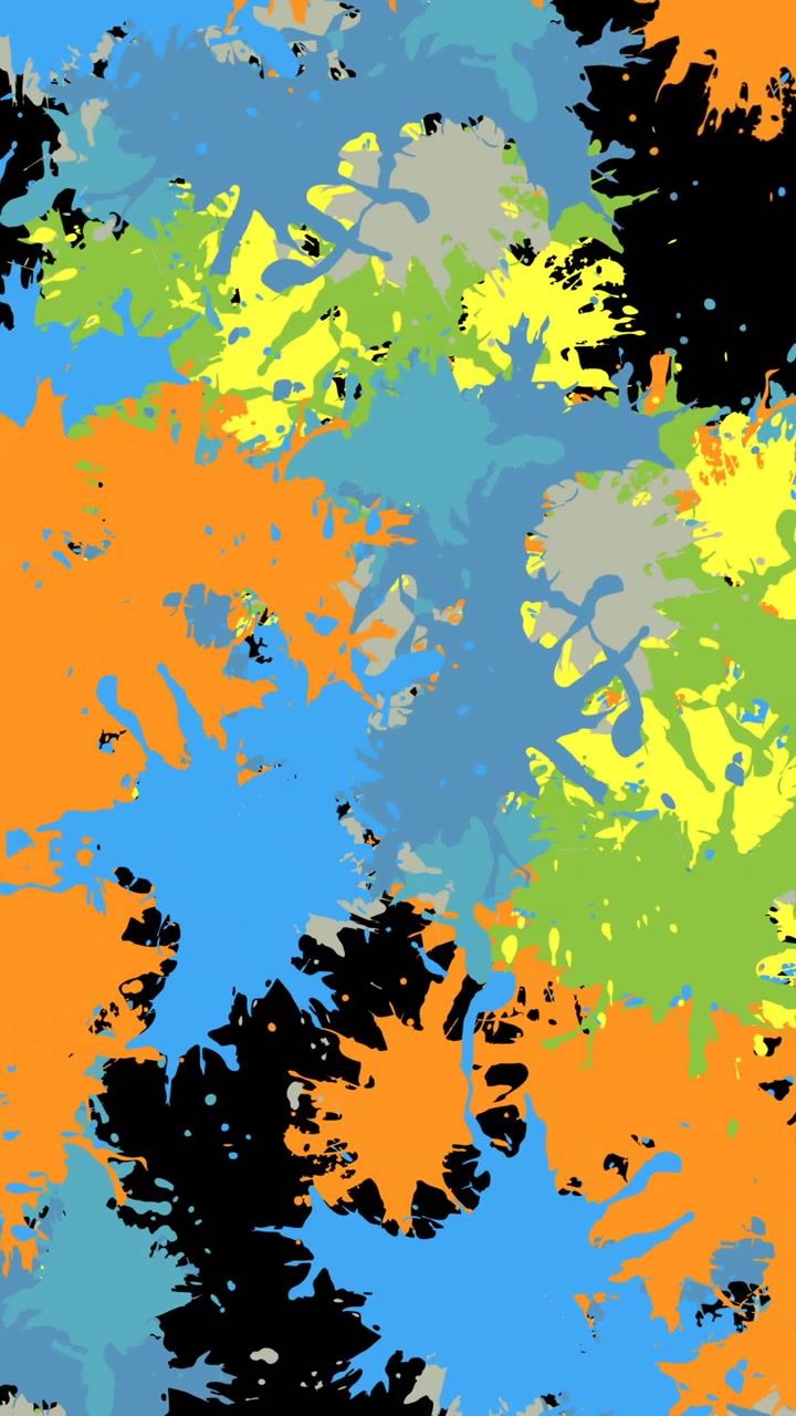 Animazione di schizzi di vernice multicolori su sfondo nero