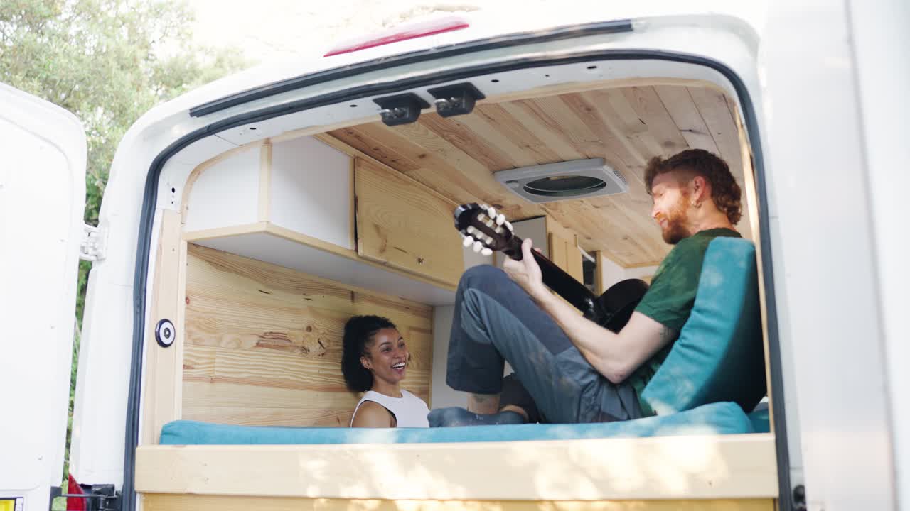 Couple Enjoying Van Life on the Road