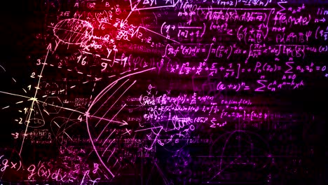 The abstract mathematical formulas moves in the virtual space. looped