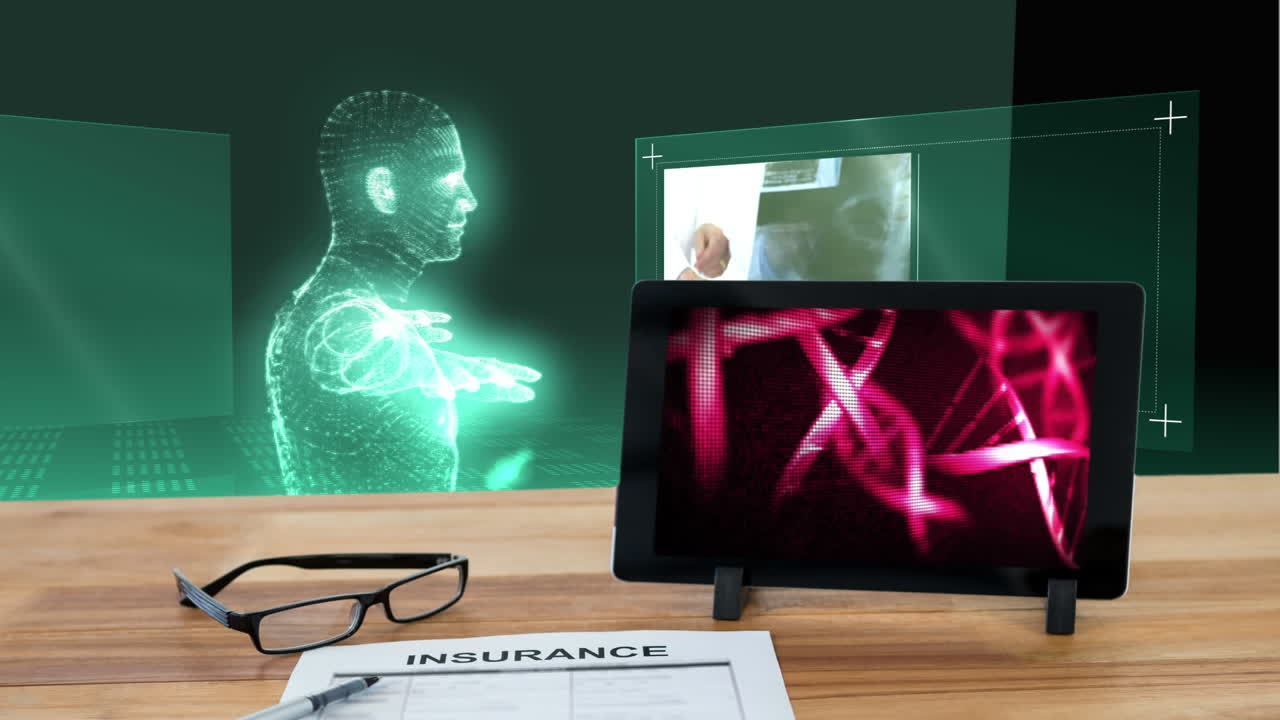 tableta que muestra escaneos de adn video