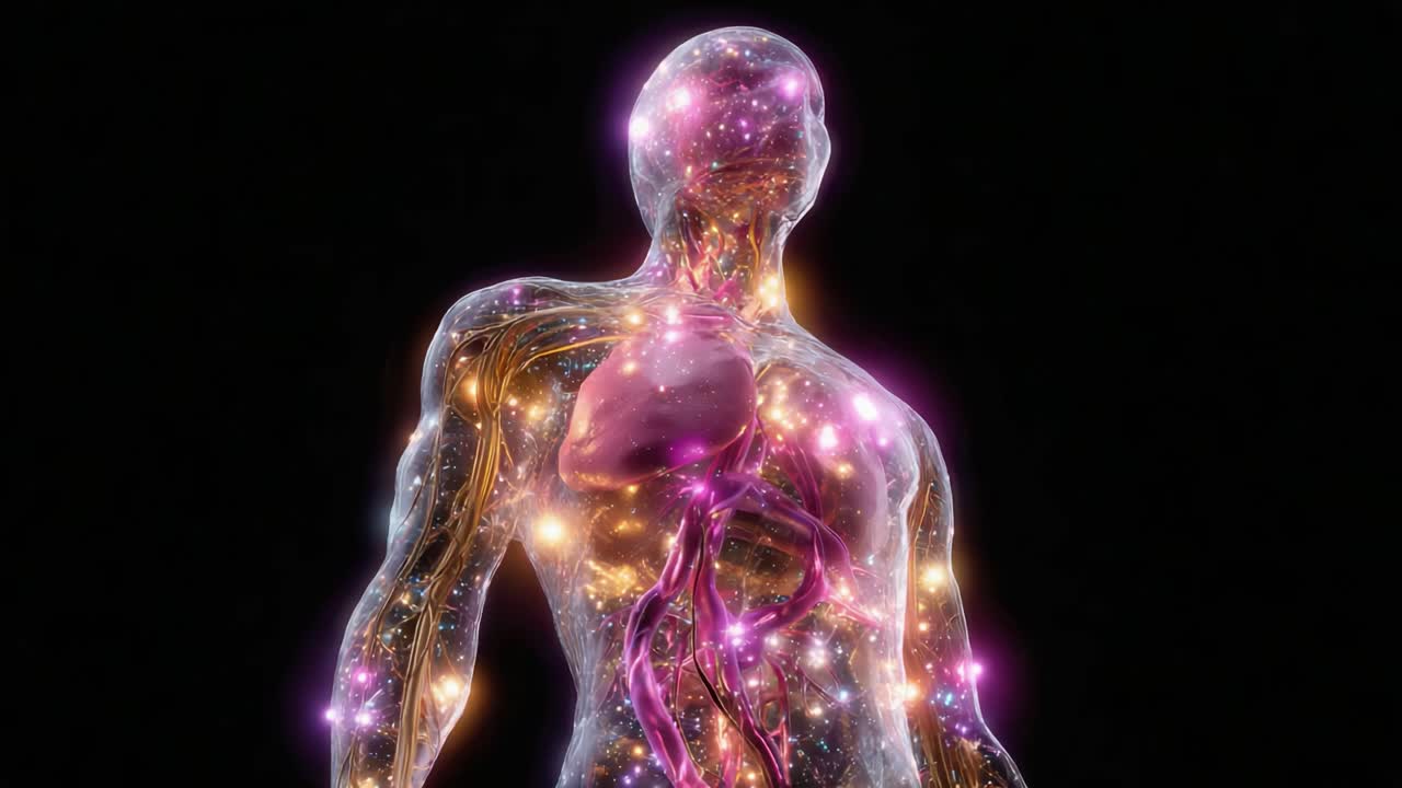 A captivating visual representation of the human body as a cosmic entity, showcasing the intricate blend of anatomical structures and vibrant cosmic elements