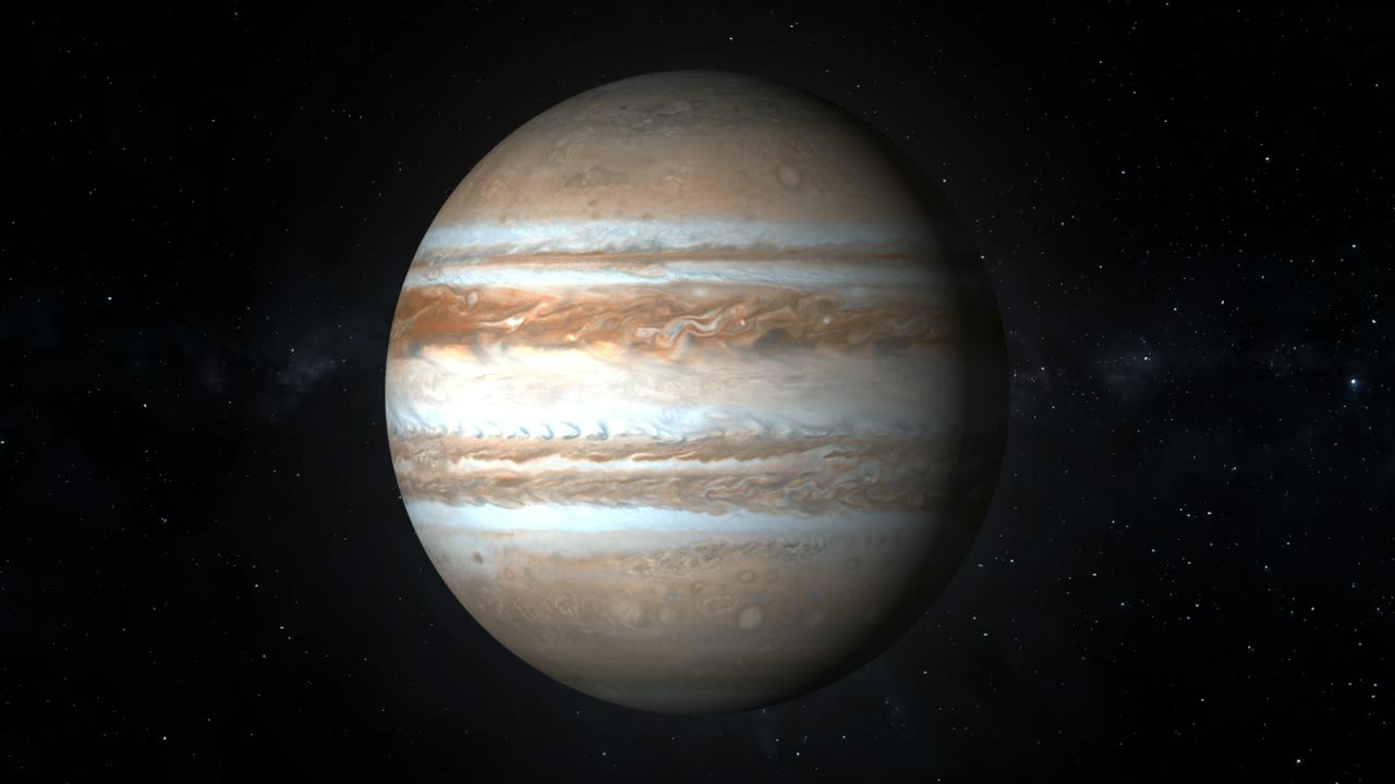 júpiter ultra realista en 3d y las estrellas. júpiter desde el espacio. renderización en 3d.
