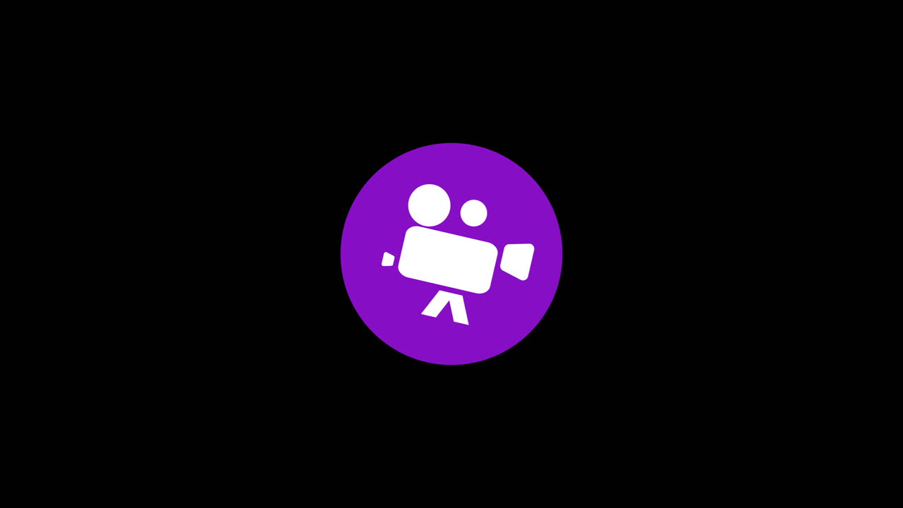 Icona animata di videocamera in cerchio viola