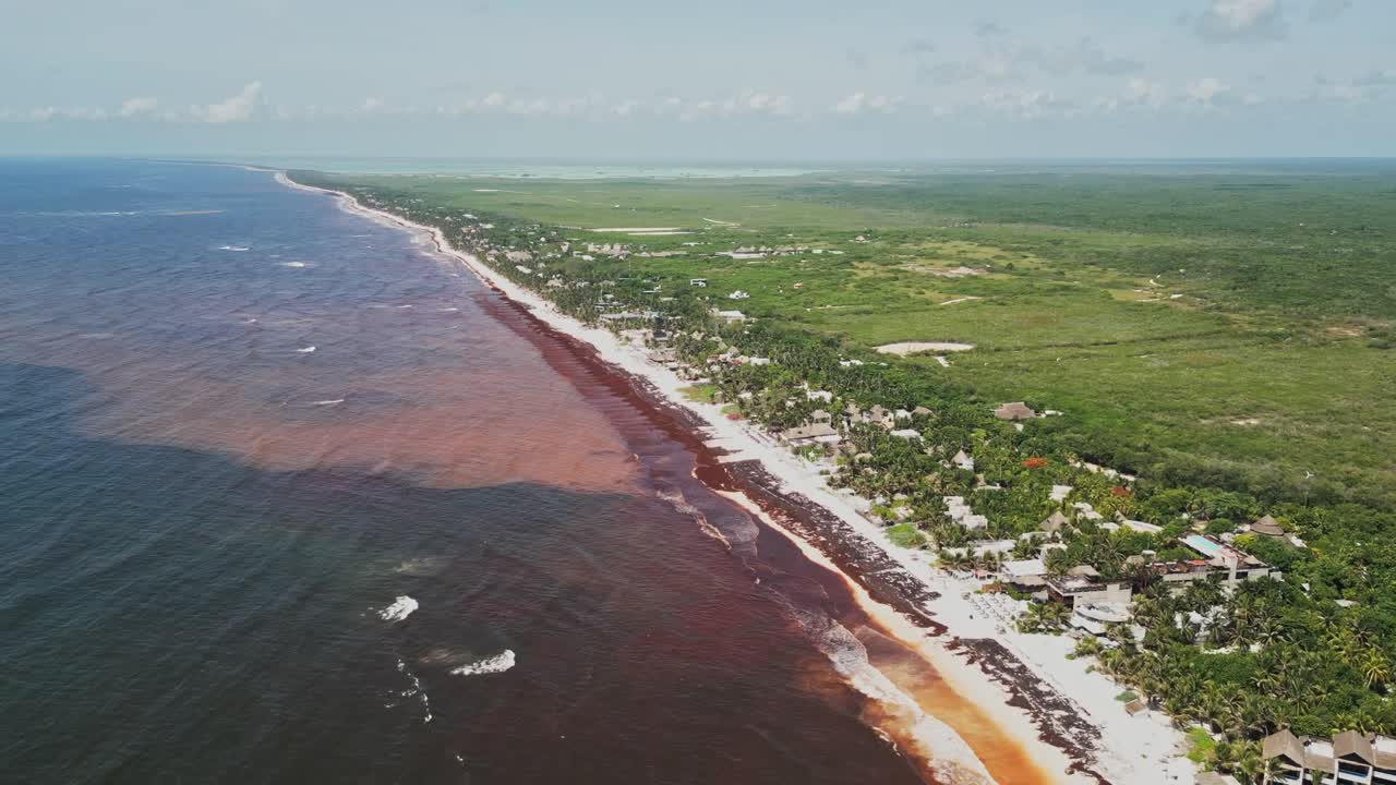 Aerial, aquatic pollution, invasive beach Sargassum, coastline hazards