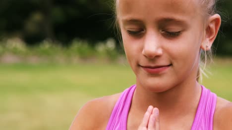 close-up of girl performing yoga