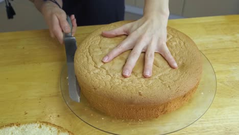 young woman chef tasting sweet cake biscuit.