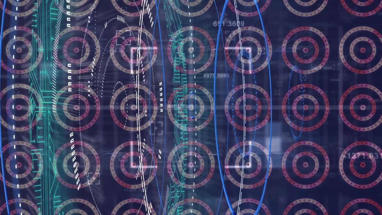 Animation of american flag stars and coloured on circles