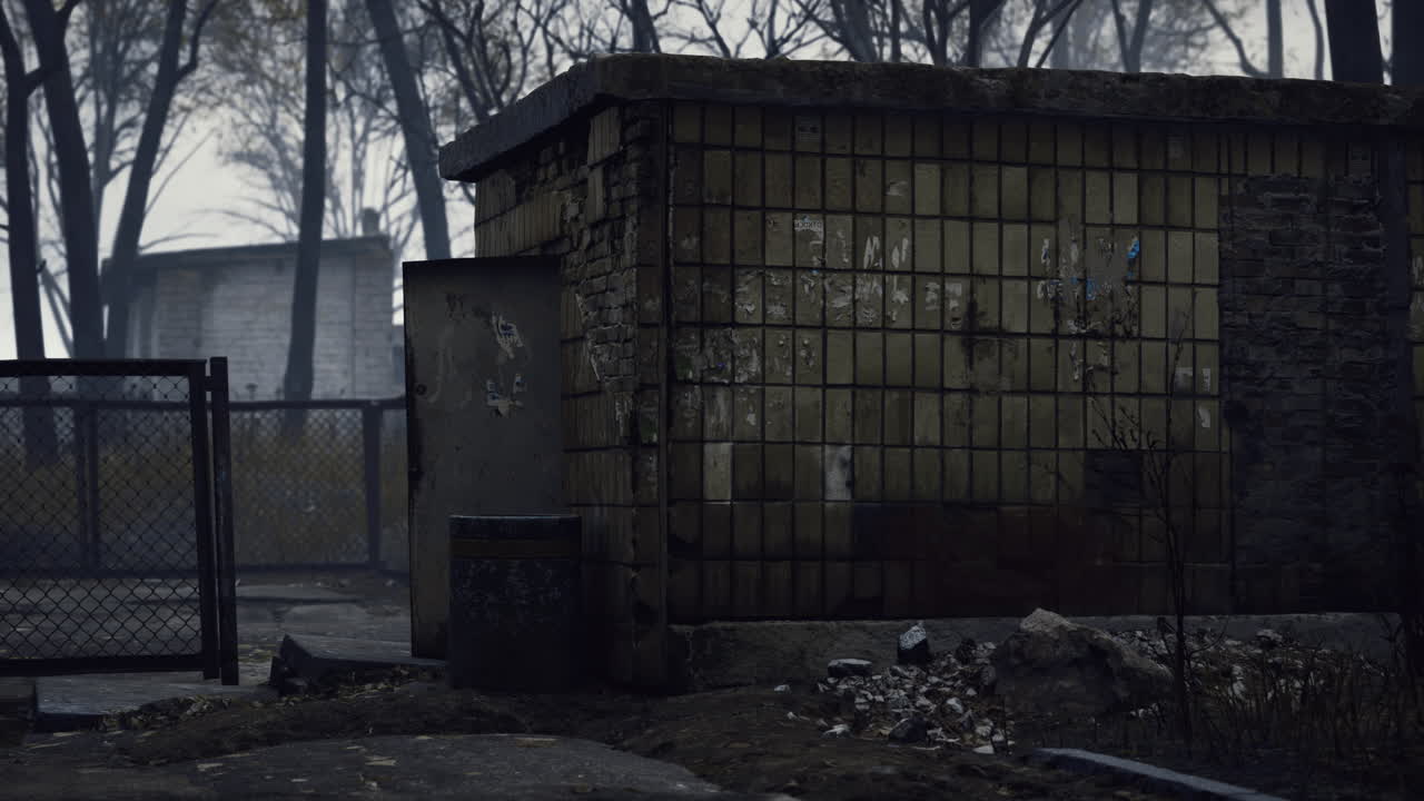 Abandoned structure surrounded by nature in a desolate setting