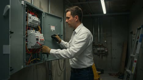 an electrician working diligently on wiring and circuitry in an industrial setting, ensuring safe and efficient electrical systems during installation and maintenance