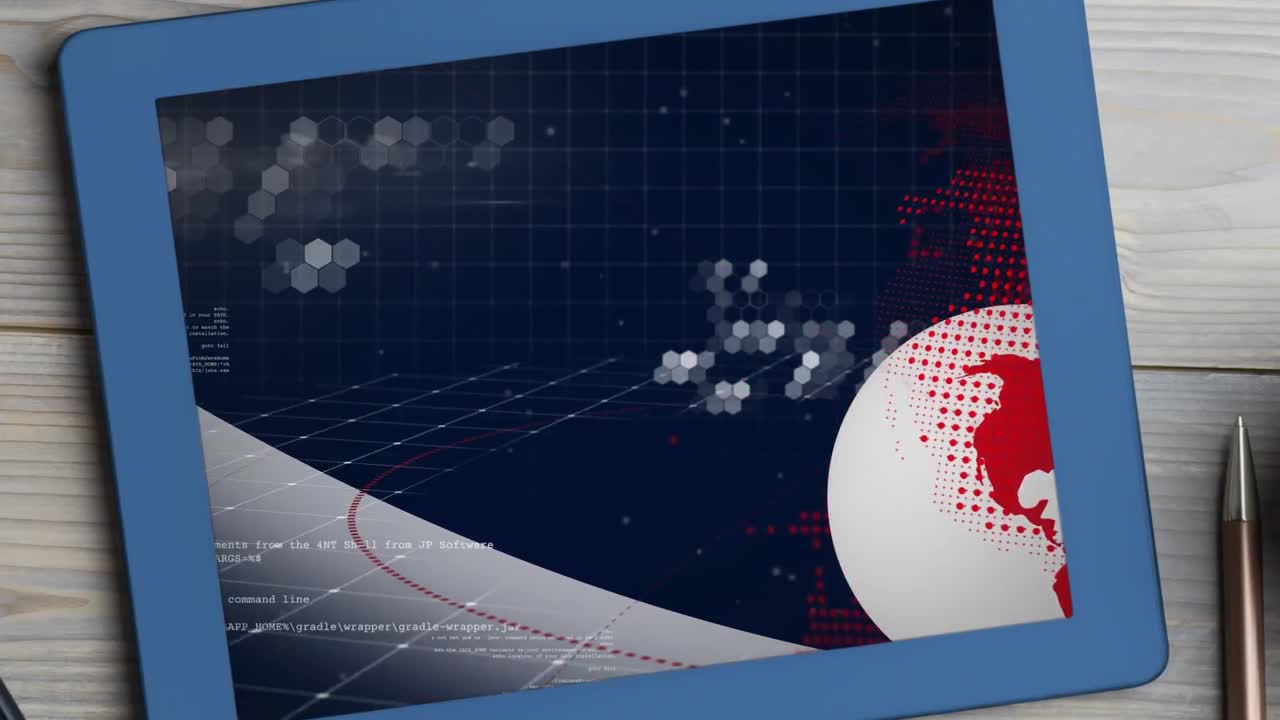 pantalla de noticias con globo digital girando en la pantalla de la tableta digital