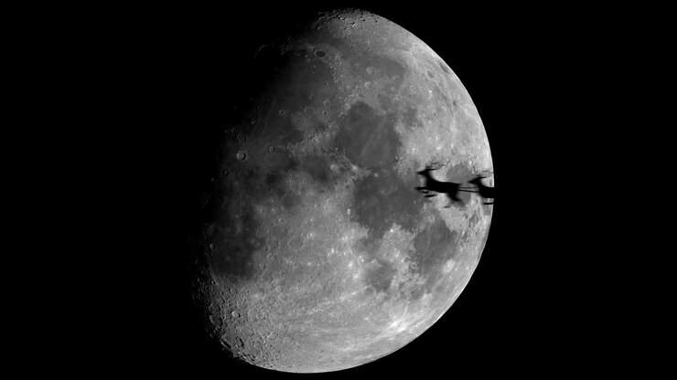Crescent moon. Santa Claus and the sled