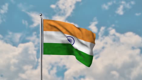 India-flag-waving-in-the-blue-sky-realistic-4k-Video