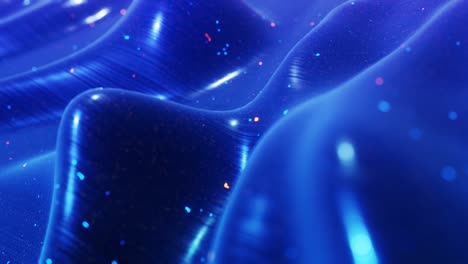 fantastical festive blue bg. stylish abstract looped background, waves move on glossy surface like landscape made of liquid blue wax with sparkles. beautiful soft background with smooth animation 4k
