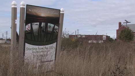 sign on a revitalization area in detroit, michigan, usa