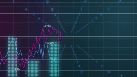 Animación-Del-Procesamiento-De-Datos-Estadísticos-Y-Codificación-Binaria-Sobre-Fondo-Azul