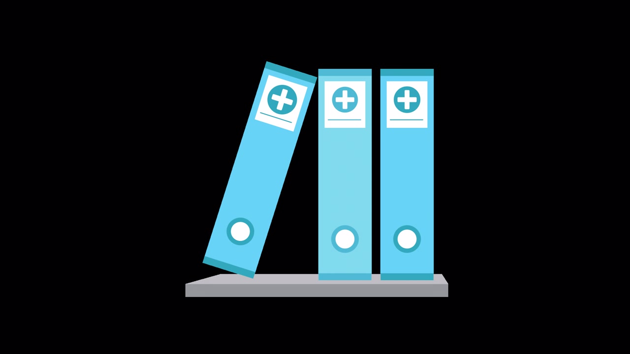 Animated Graphic of Medical Record Binders on a Shelf