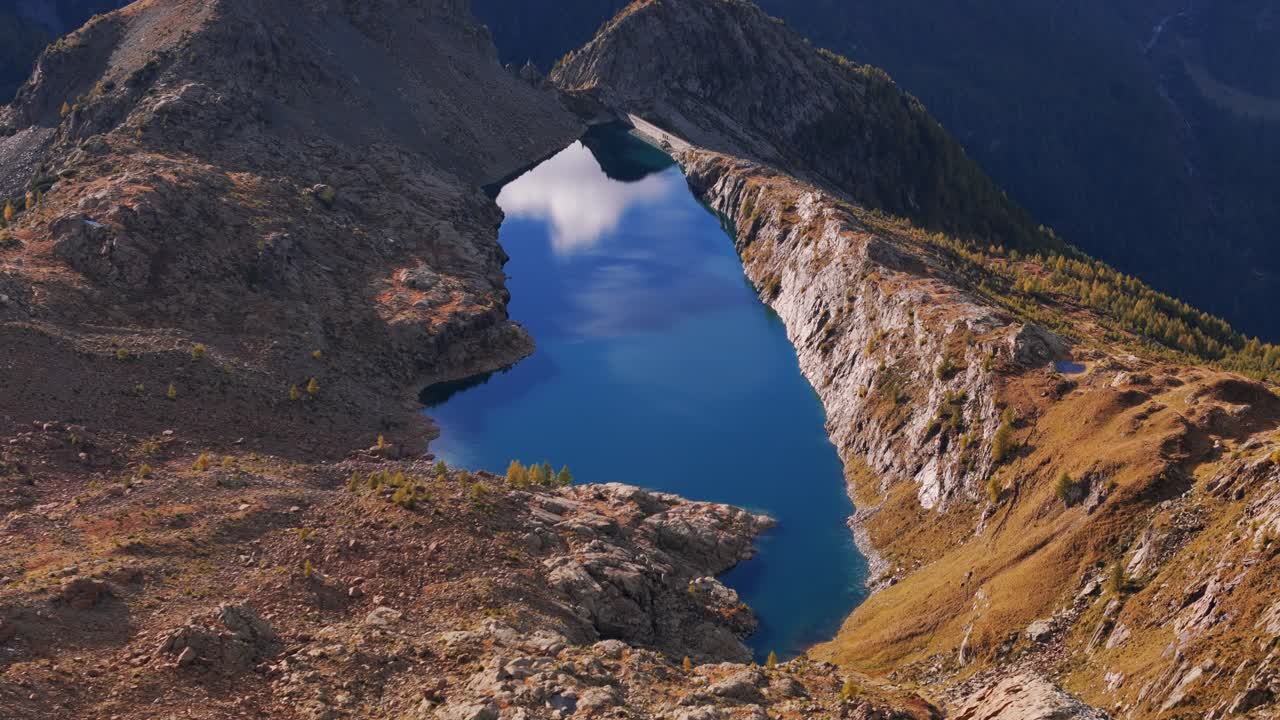 Aerial View Of Lago Pirola In Upper Valmalenco, Central Alps, Italy - Drone Shot