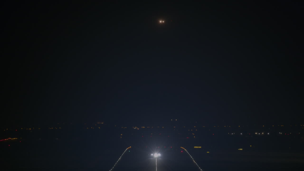 Airport runway operations at night
