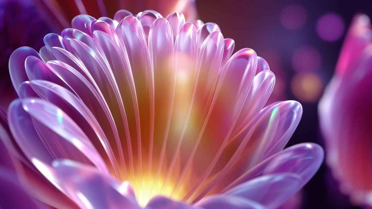 Petali delicati risplendono con tenui sfumature rosa. La luce danza attraverso strati traslucidi, creando profondità. La bellezza fragile irradia calore e calma. Ideale per progetti a tema bellezza, benessere o natura