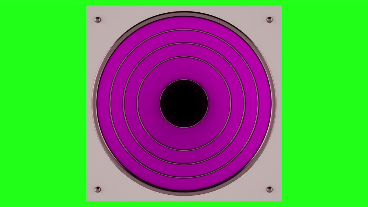 3d animation of a loudspeaker on a green screen. Looped.