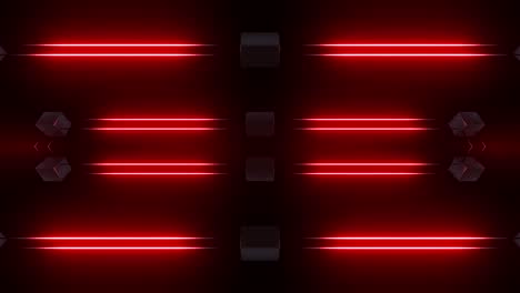 red neon light pattern with cubes