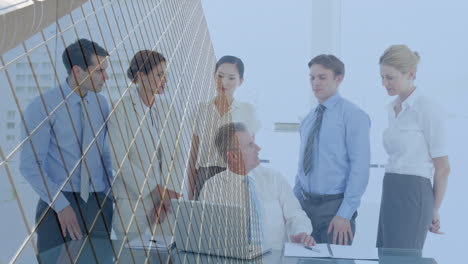 animación de un sitio de construcción sobre un grupo de ingenieros caucásicos