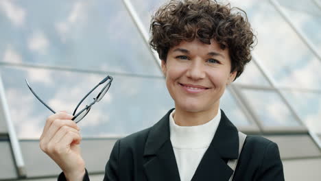 smiling business woman outdoors