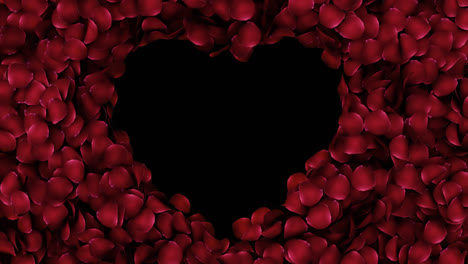 heart-shaped frame of rose petals