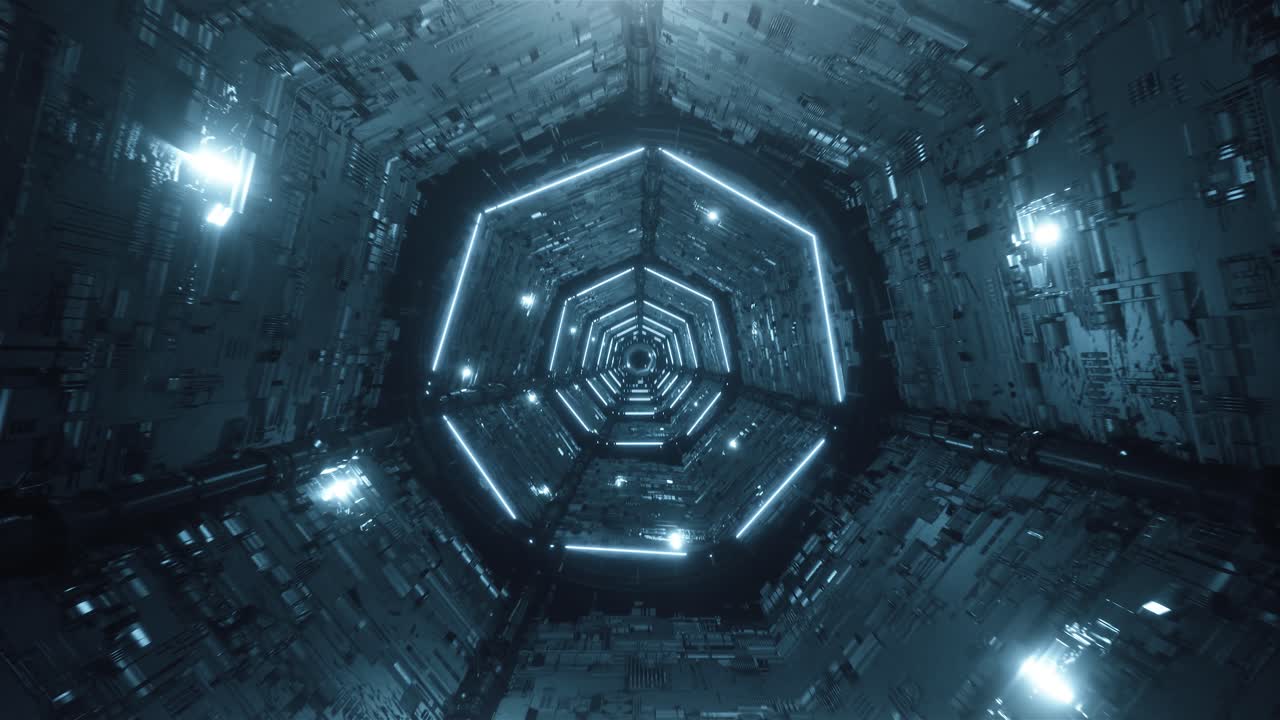 Loop digital futuristic neon tunnel
