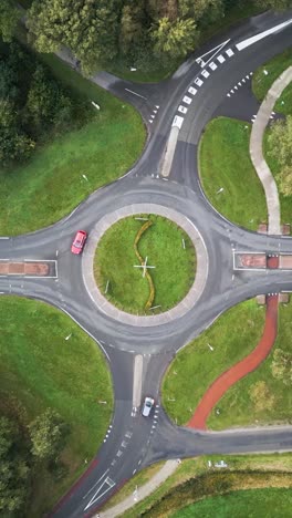 aerial view of a roundabout intersection