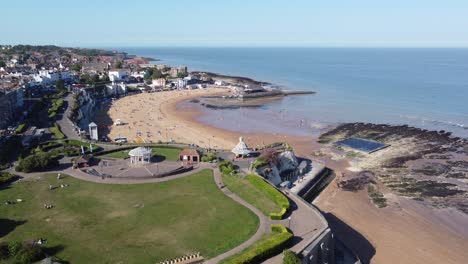 victoria gardens broadstairs kent seaside town and beach drone aerial 4k footage