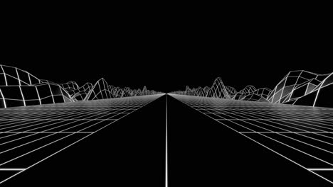 a retro futuristic 3d wireframe landscape