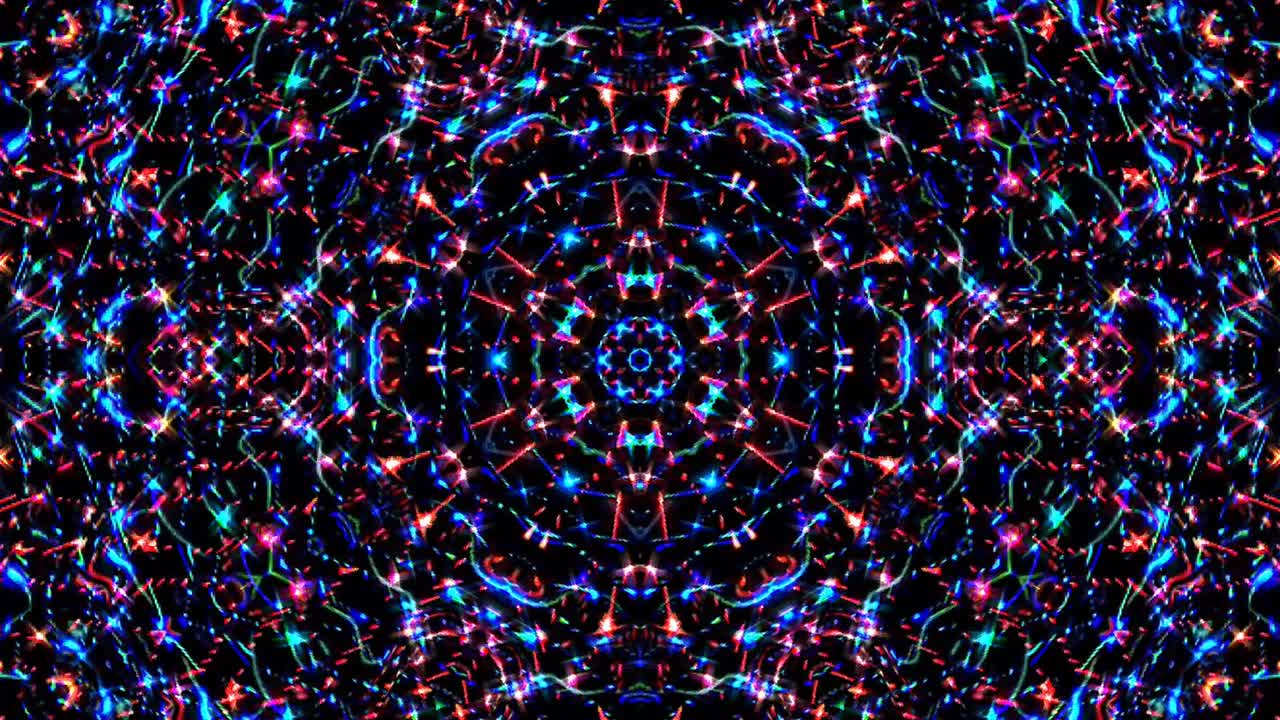 hermoso caleidoscopio abstracto que brilla, una luz radiante que regula los movimientos sutiles