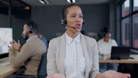 Call-center,-speaking-and-woman
