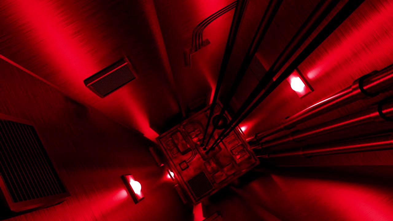 Elevator shaft lift shaft bunker vault safe nuclear machinery 4k