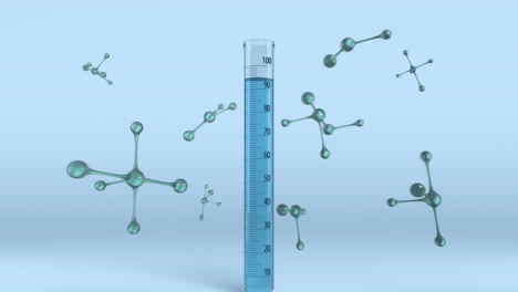 Animación-De-Moléculas-Sobre-Vial-En-Laboratorio