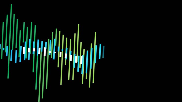 Animation of financial data processing on black background