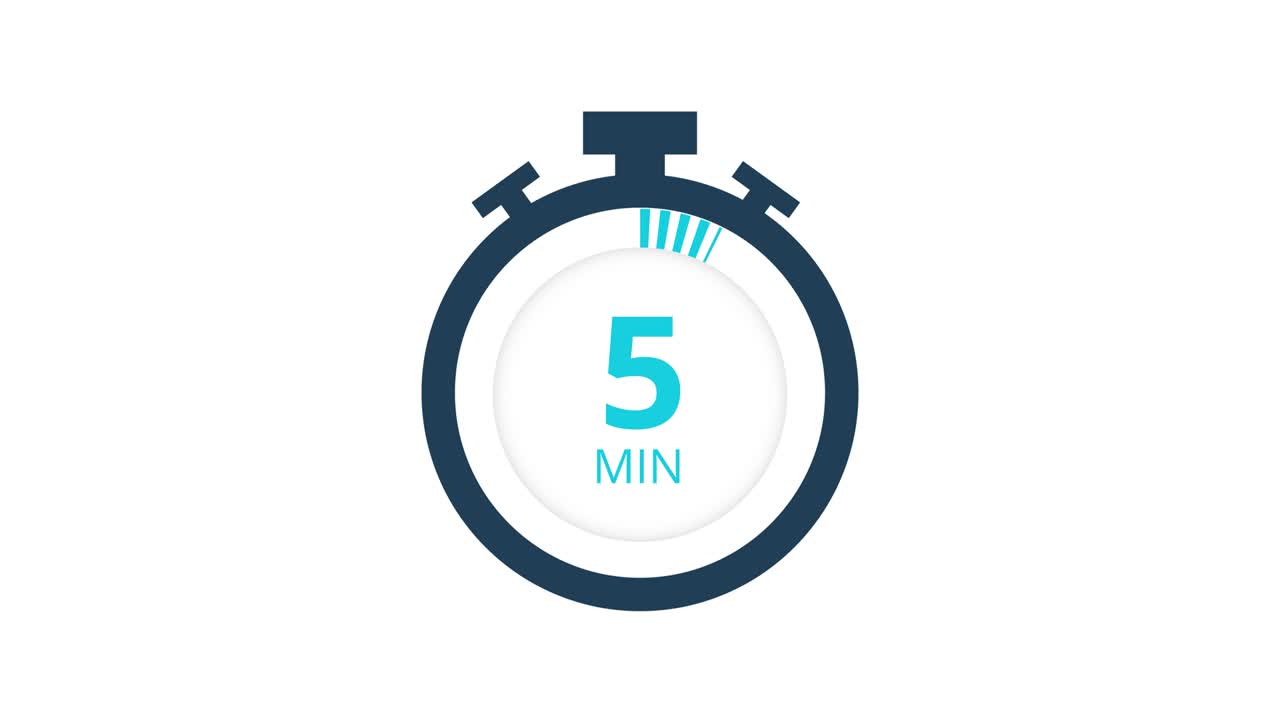 The 10 minutes, stopwatch icon. Stopwatch icon in flat style, timer on on color background. Motion graphics.